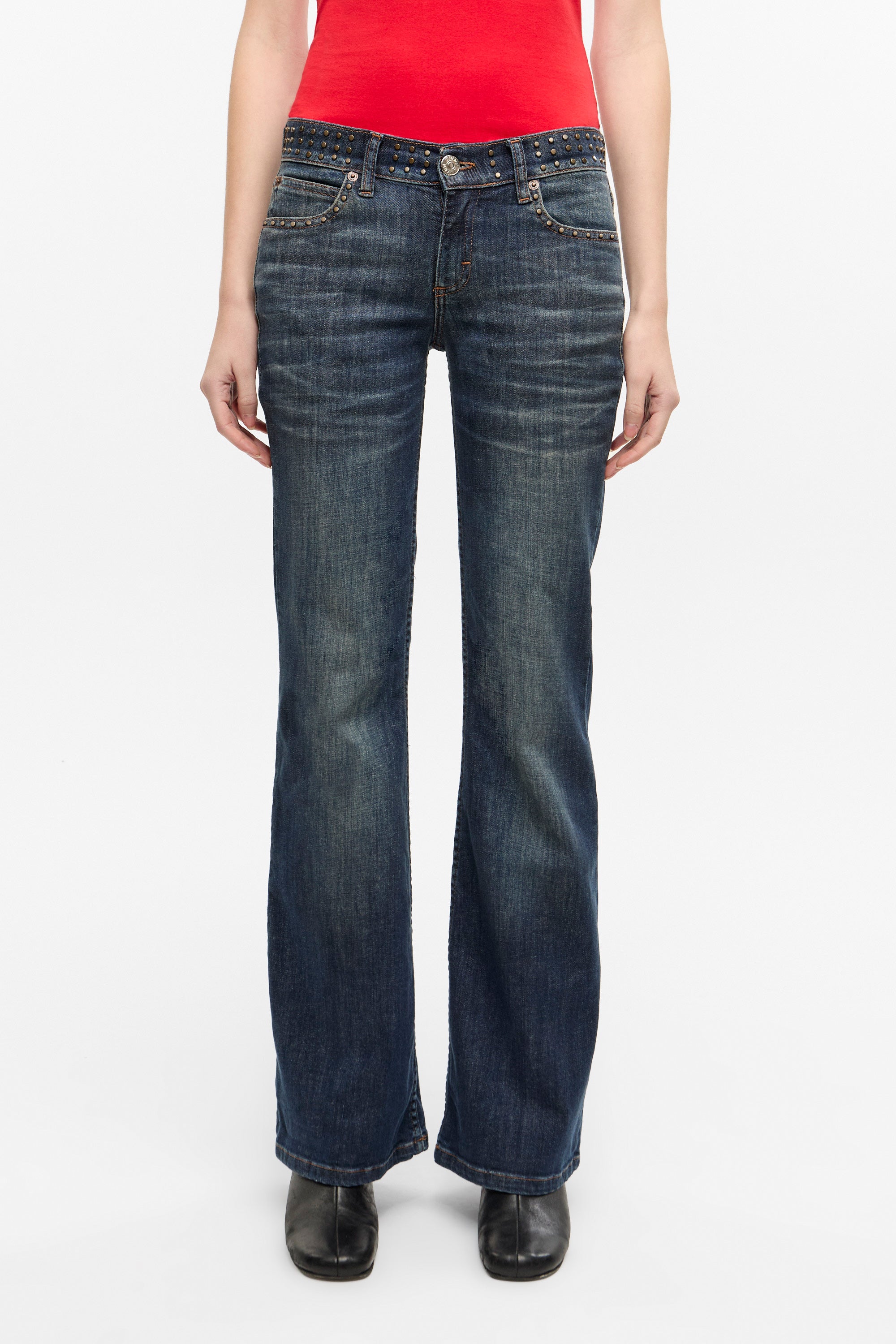 BOOTCUT LOW DUSTY BLUE STUD