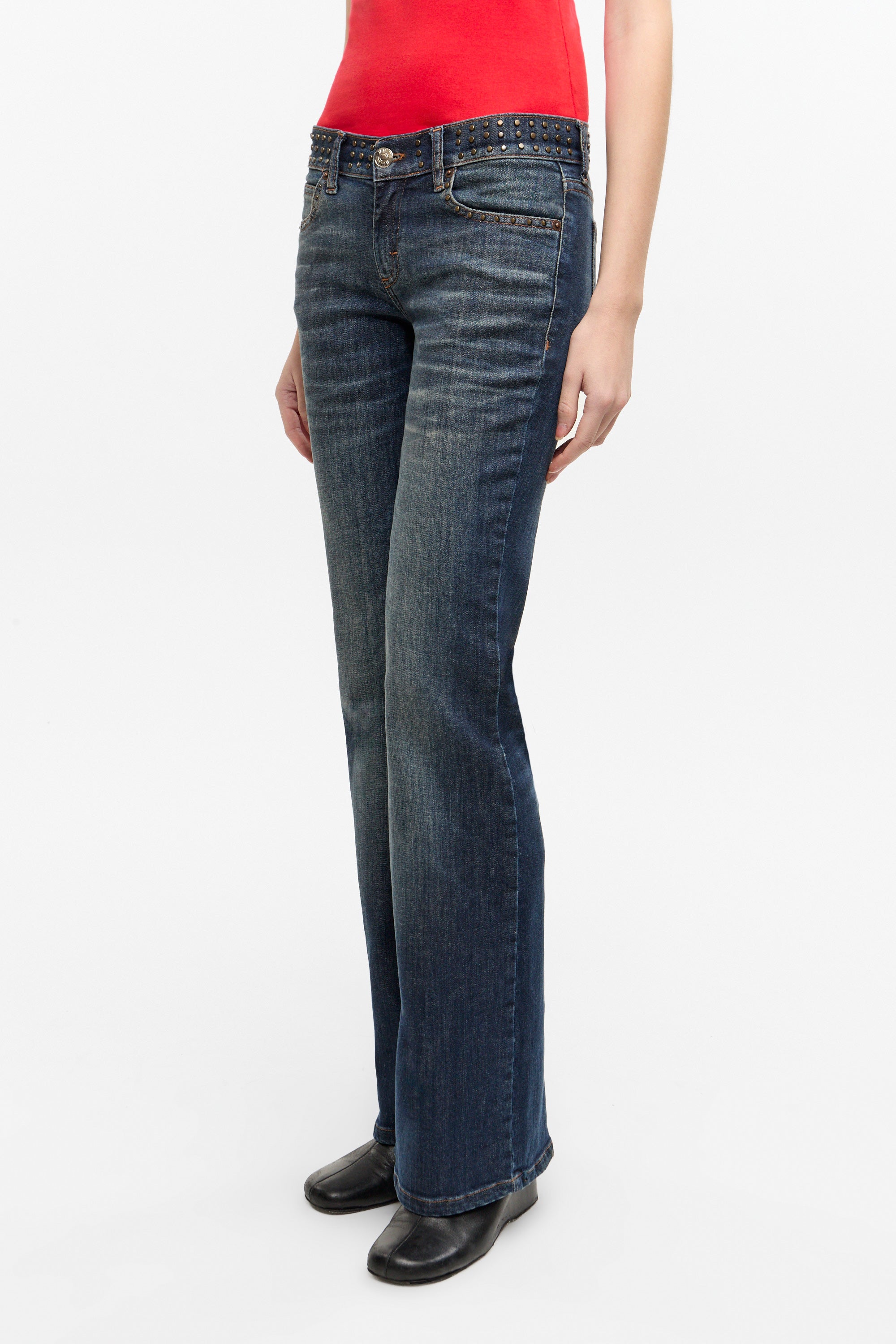 BOOTCUT LOW DUSTY BLUE STUD