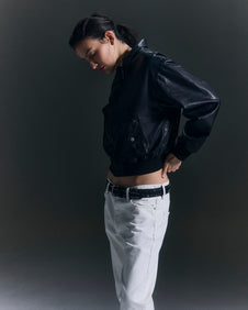 BOMBER AMBER CUERO - Negro / M