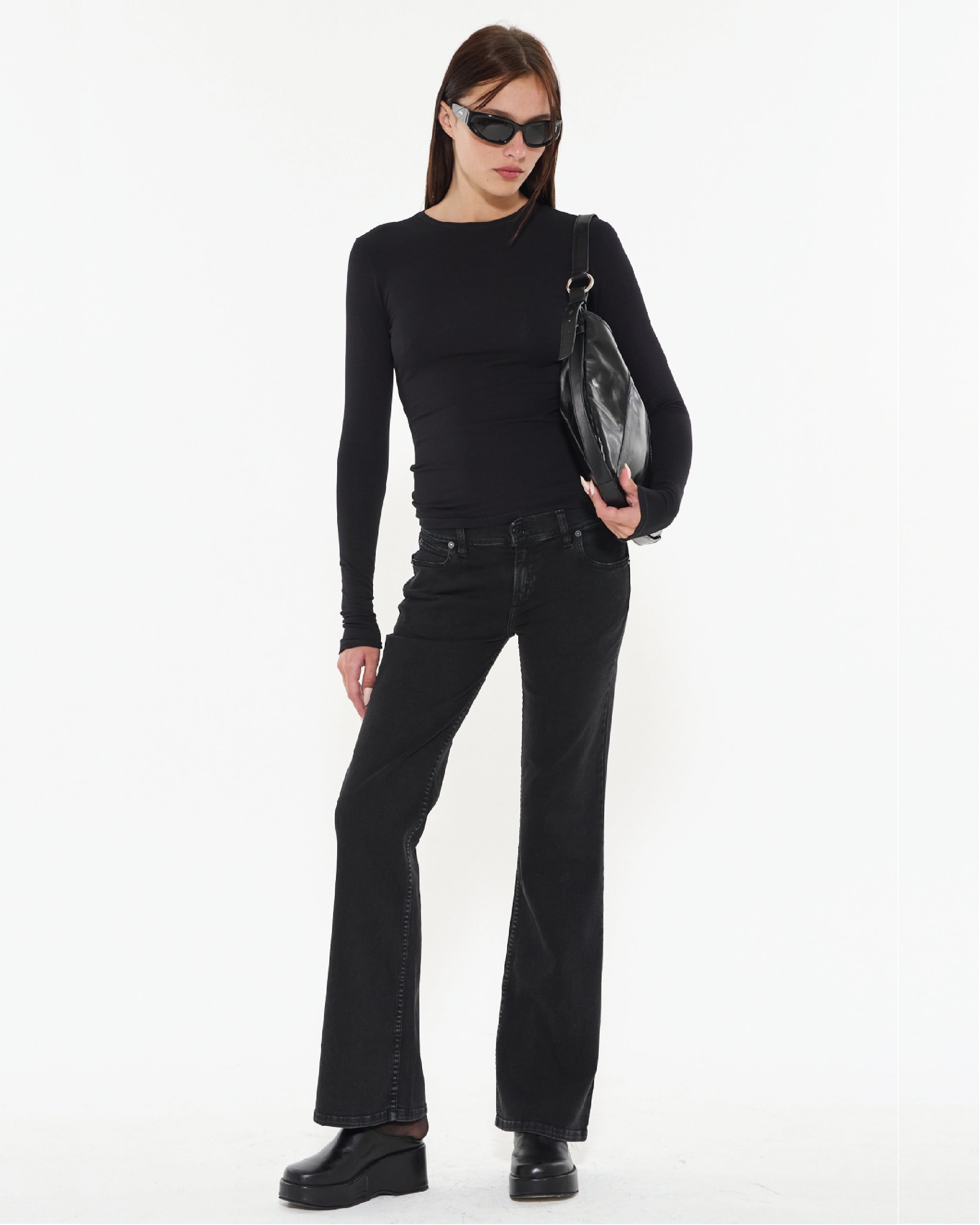 BOOTCUT LOW USED BLACK - Worn Black / 23-24