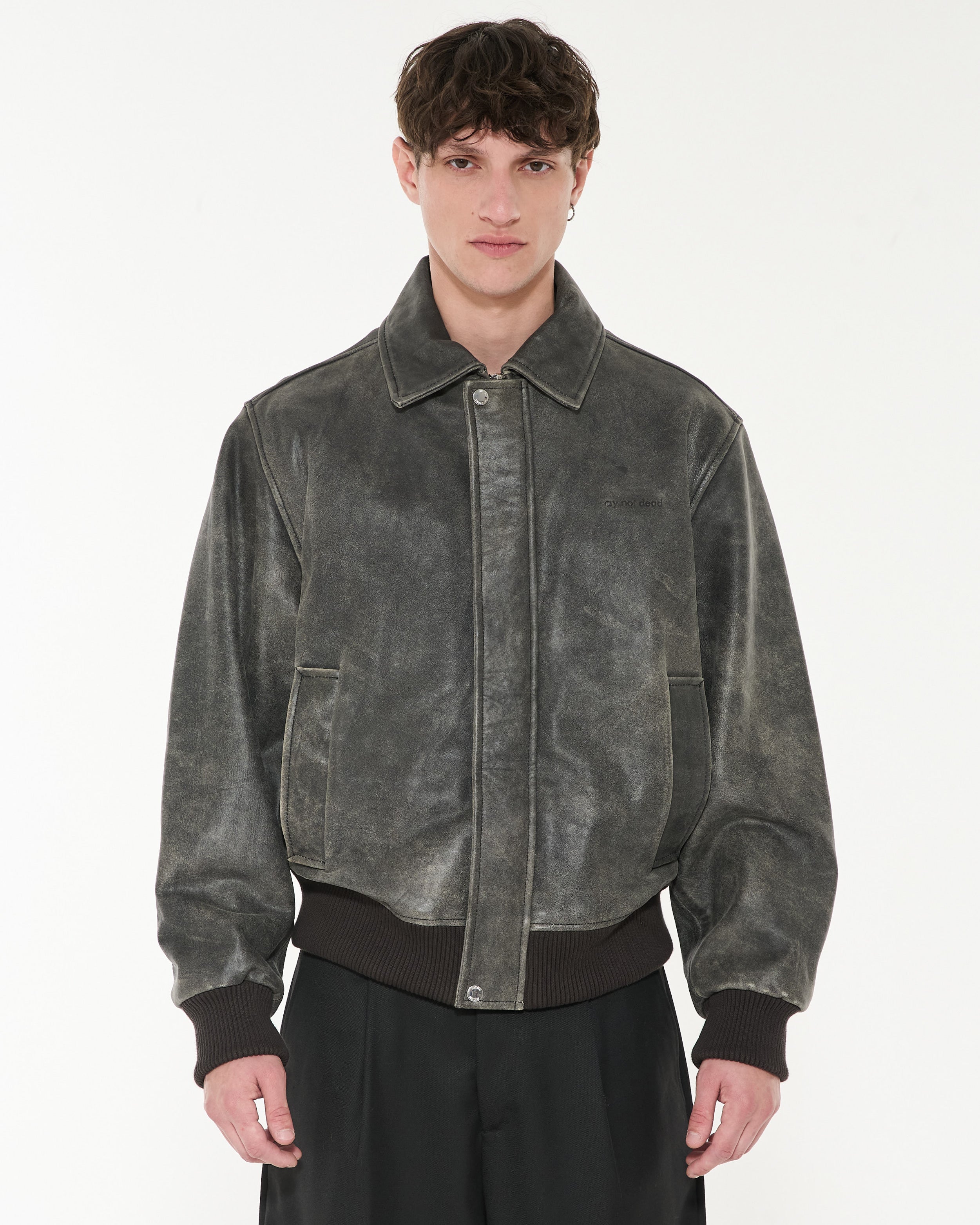 BOMBER CUERO AYND - Worn Black / S