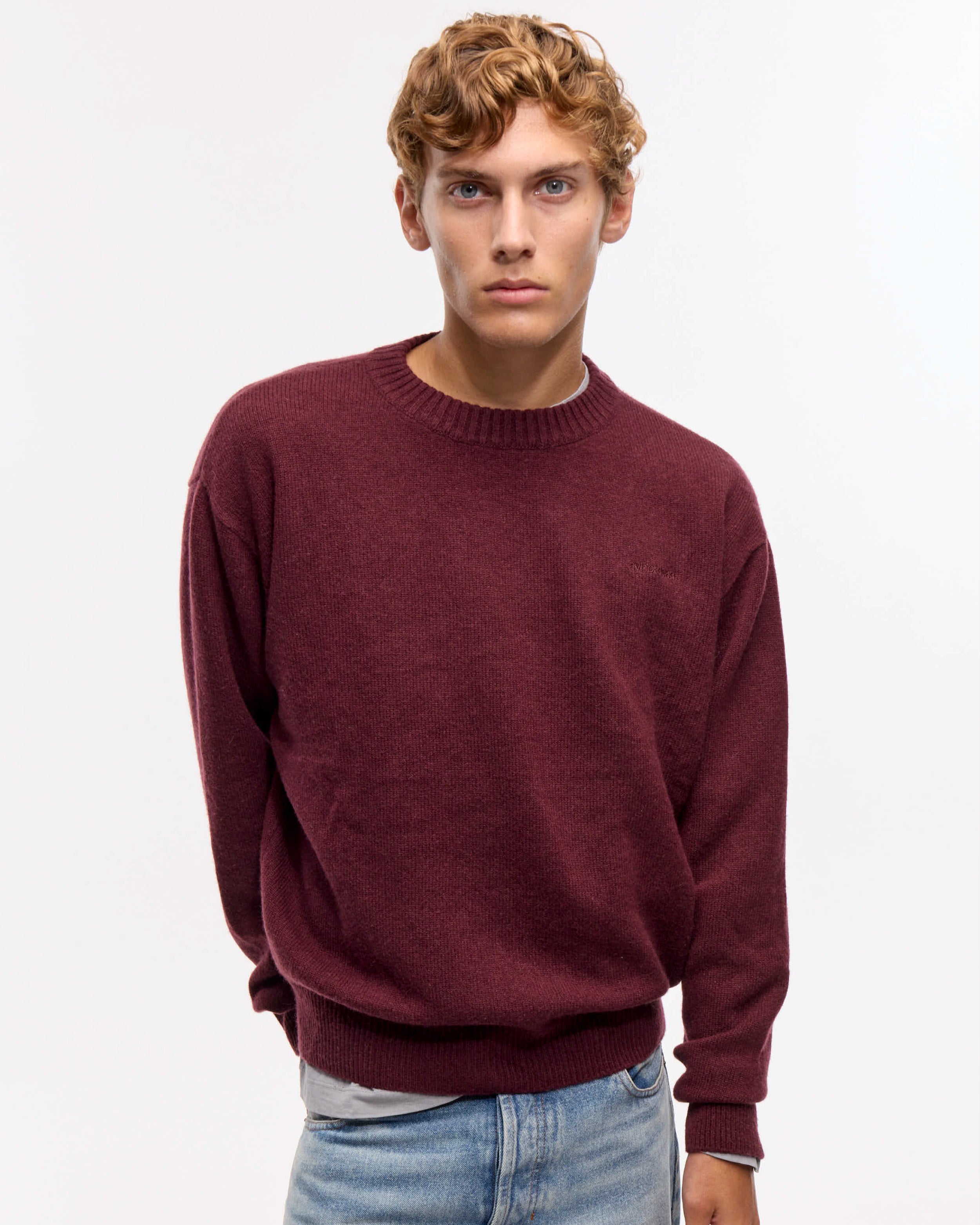 SWEATER BASIC WOOL - Bordeaux / S