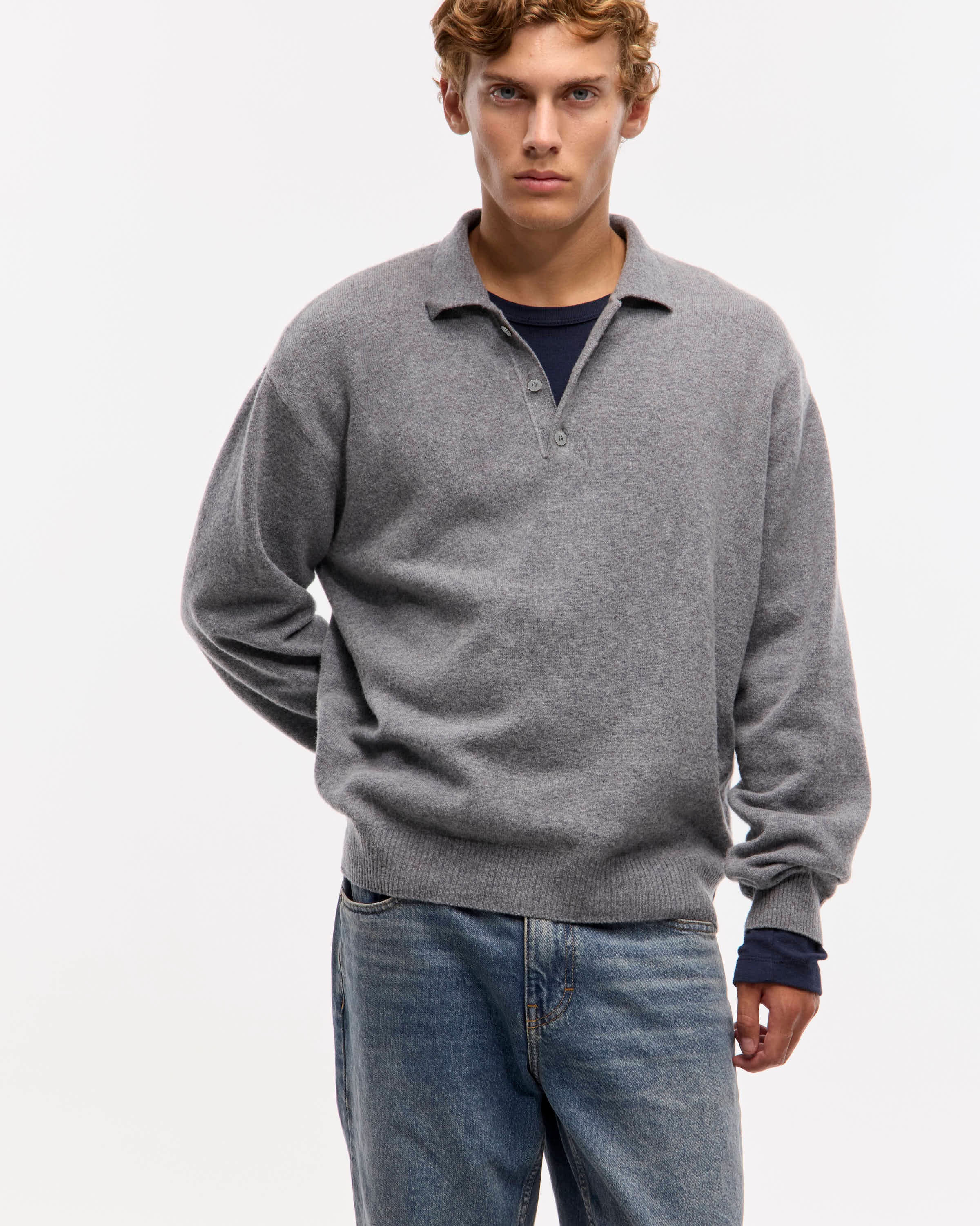 SWEATER POLO WOOL - Gris / S
