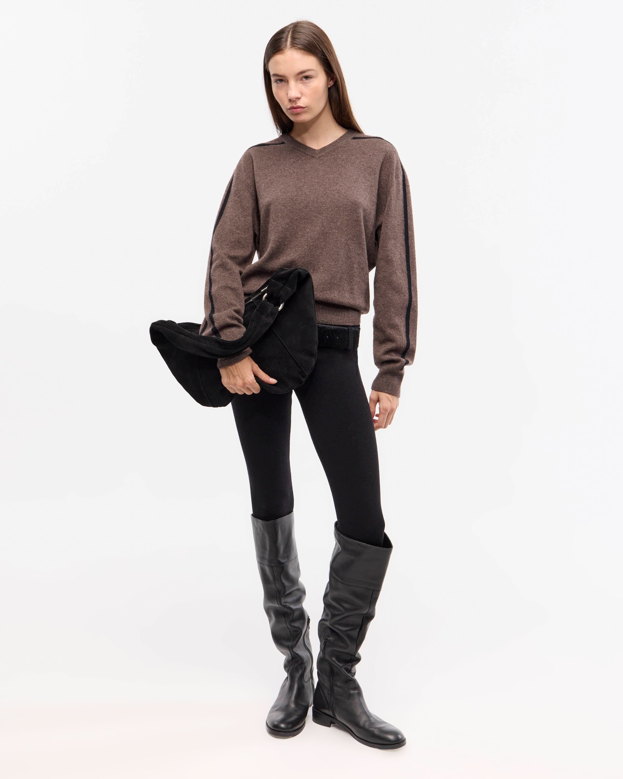 SWEATER V MERINO - Marron / M