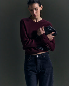 SWEATER CLASSIC V - Bordeaux / M