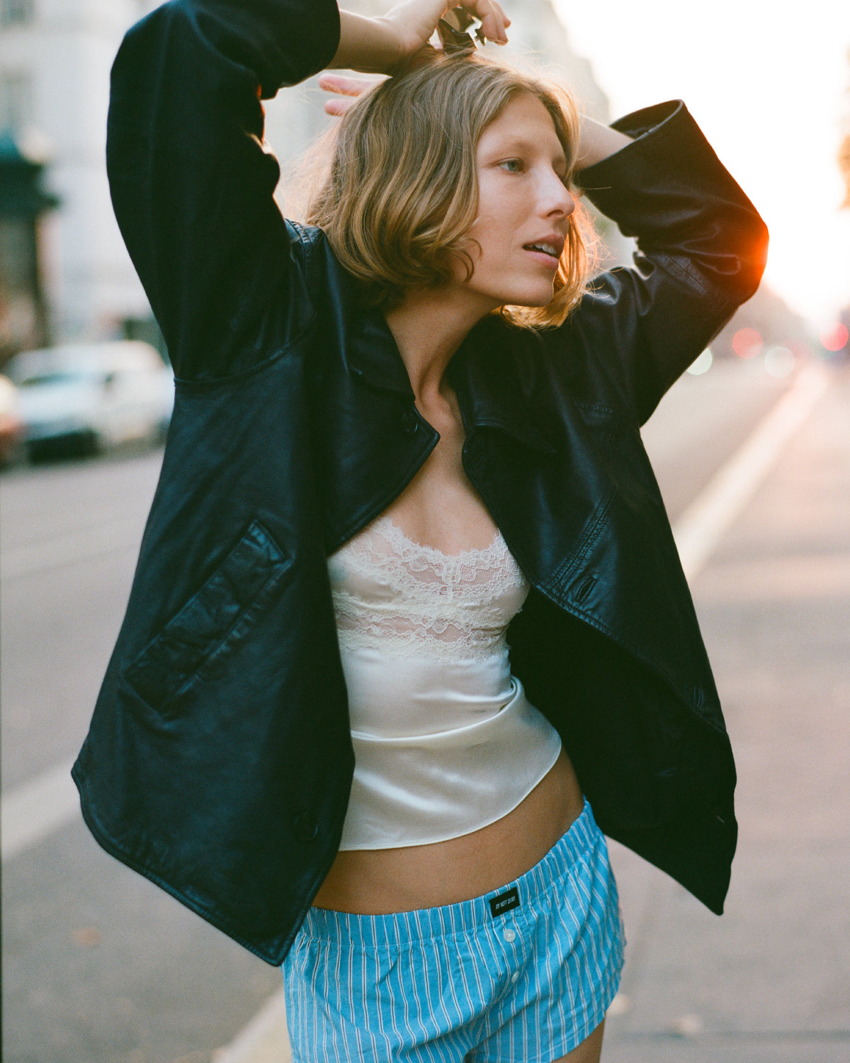 TOP LACE SILK - Crudo / S